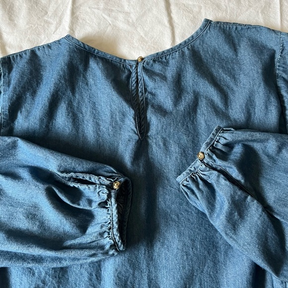 Chambray Long Sleeve Peplum Top Universal Thread M - Picture 8 of 8